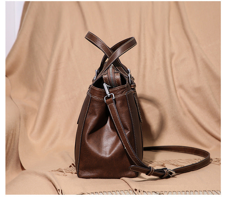 Genuine Leather Crossbody Satchel