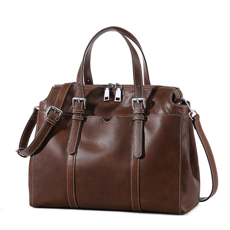Genuine Leather Crossbody Satchel