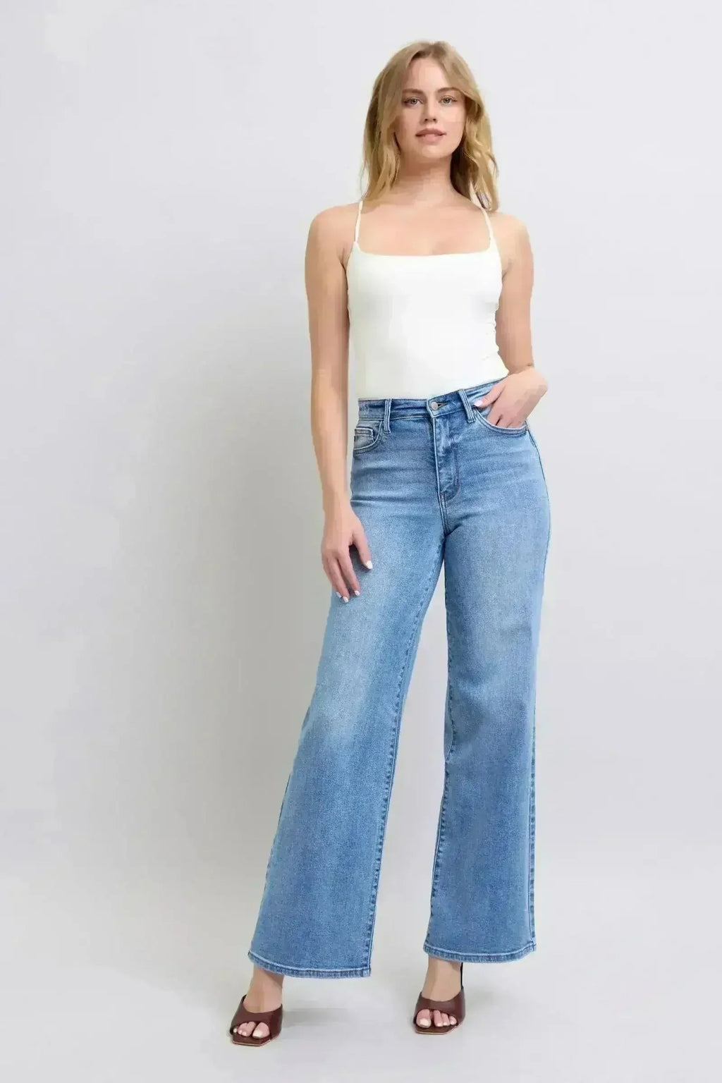 Judy Blue Wide Leg Jeans – High-Rise