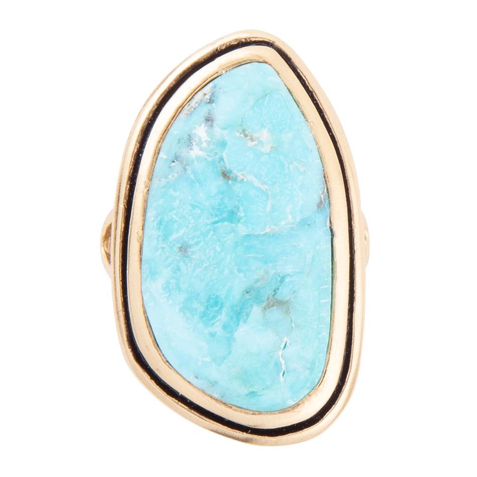 Blue Turquoise Golden Statement Ring