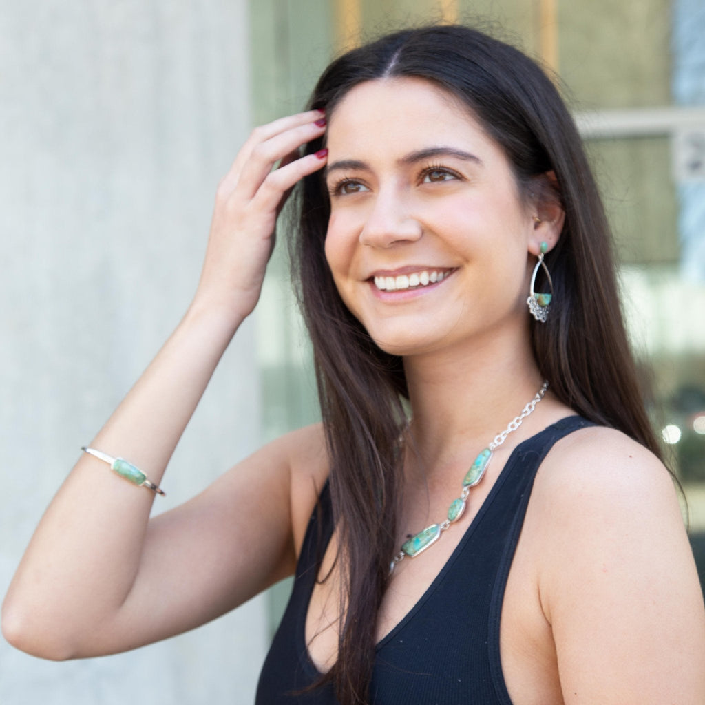 Sterling Silver Lace and Turquoise Earrings